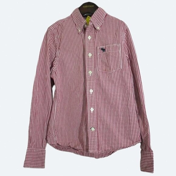 Abercrombie Kids Red Check Gingham Muscle Shirt 100% Cotton size S - Picture 1 of 6